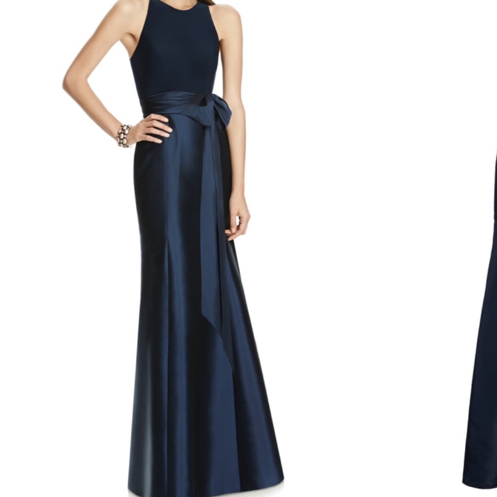 Alfred Sung mikado bodice jersey trumpet gown sz 4